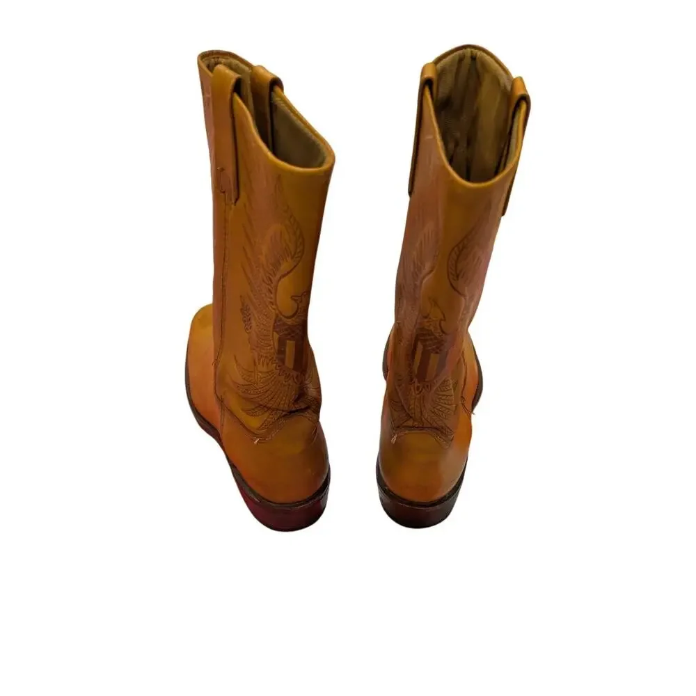 Camel Cigarette 70's Men's Western Boots Eagle Shield Embossed Size 11